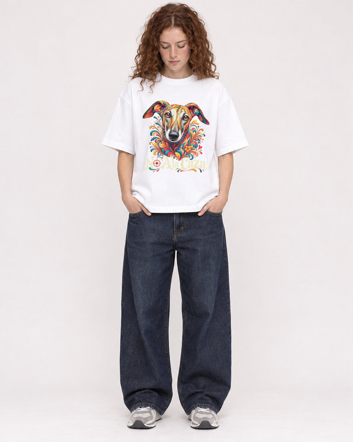 Mockup Boxy Heavyweight Tee White female full-body 09