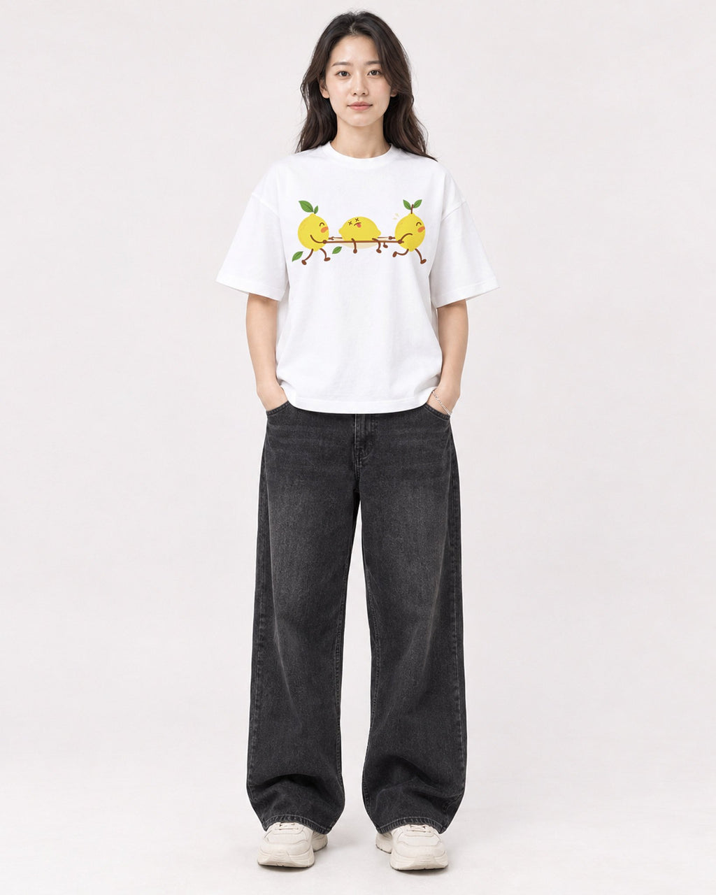 Mockup Boxy Heavyweight Tee White female full-body 03
