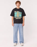 Mockup Boxy Heavyweight Tee Black male full-body 09