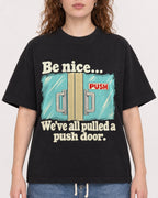 Mockup Boxy Heavyweight Tee Black female close-up 09