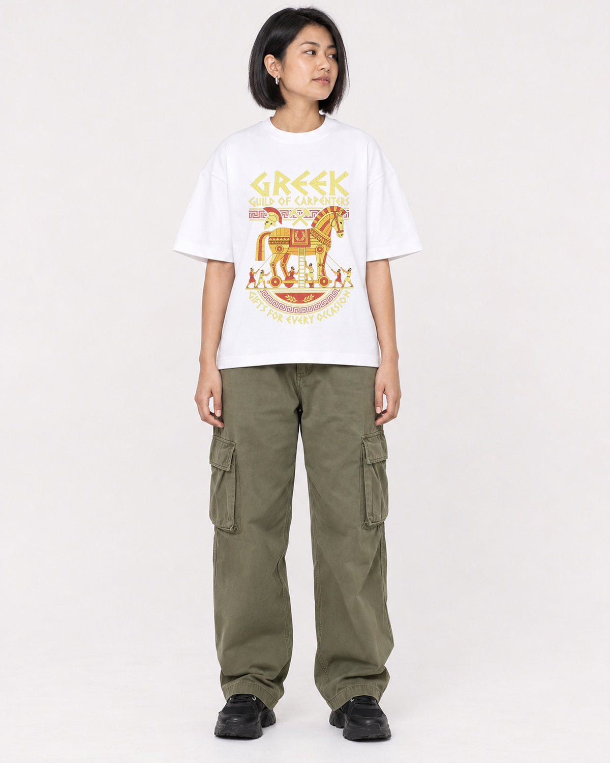 Mockup Boxy Heavyweight Tee White female full-body 32