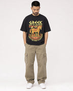 Mockup Boxy Heavyweight Tee Black male full-body 32