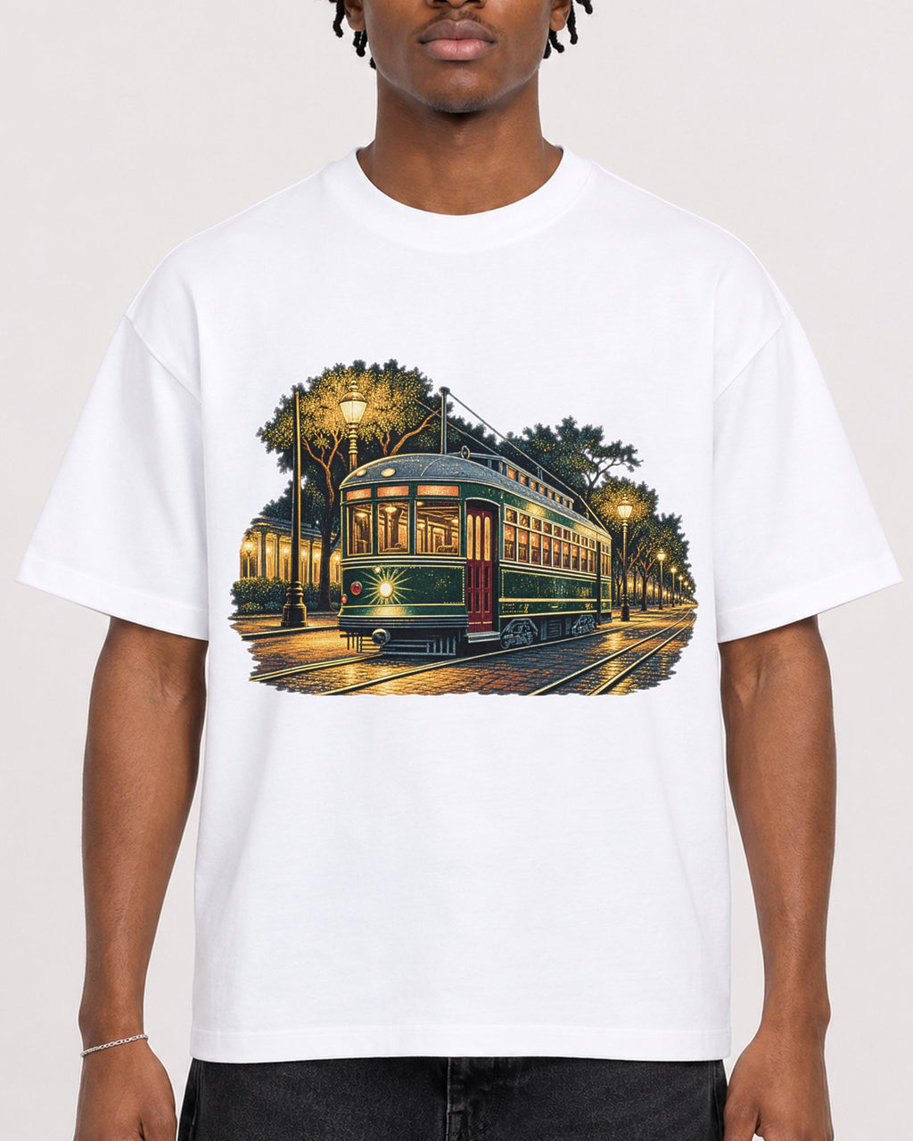 Mockup Boxy Heavyweight Tee White male close-up 05