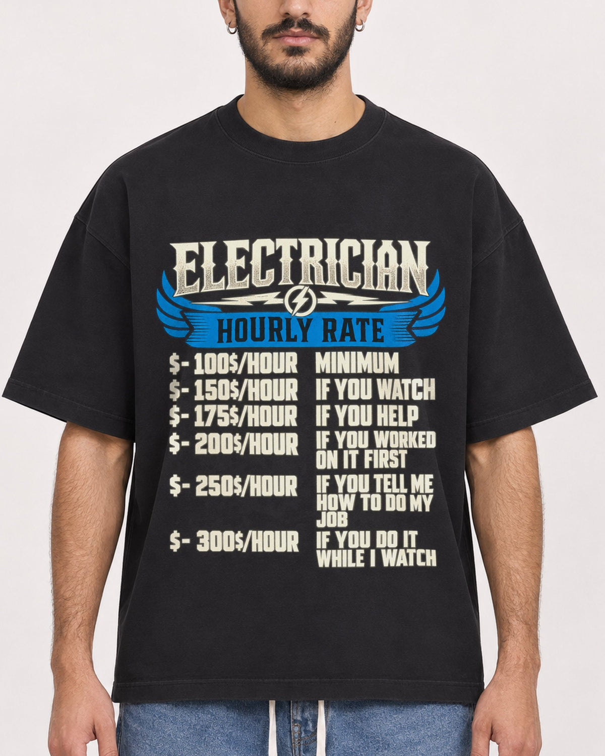 Mockup Boxy Heavyweight Tee Black male close-up 07