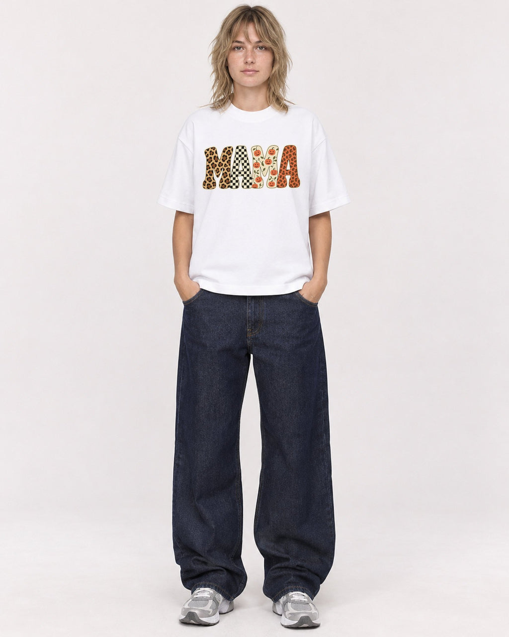Mockup Boxy Heavyweight Tee White female full-body 19