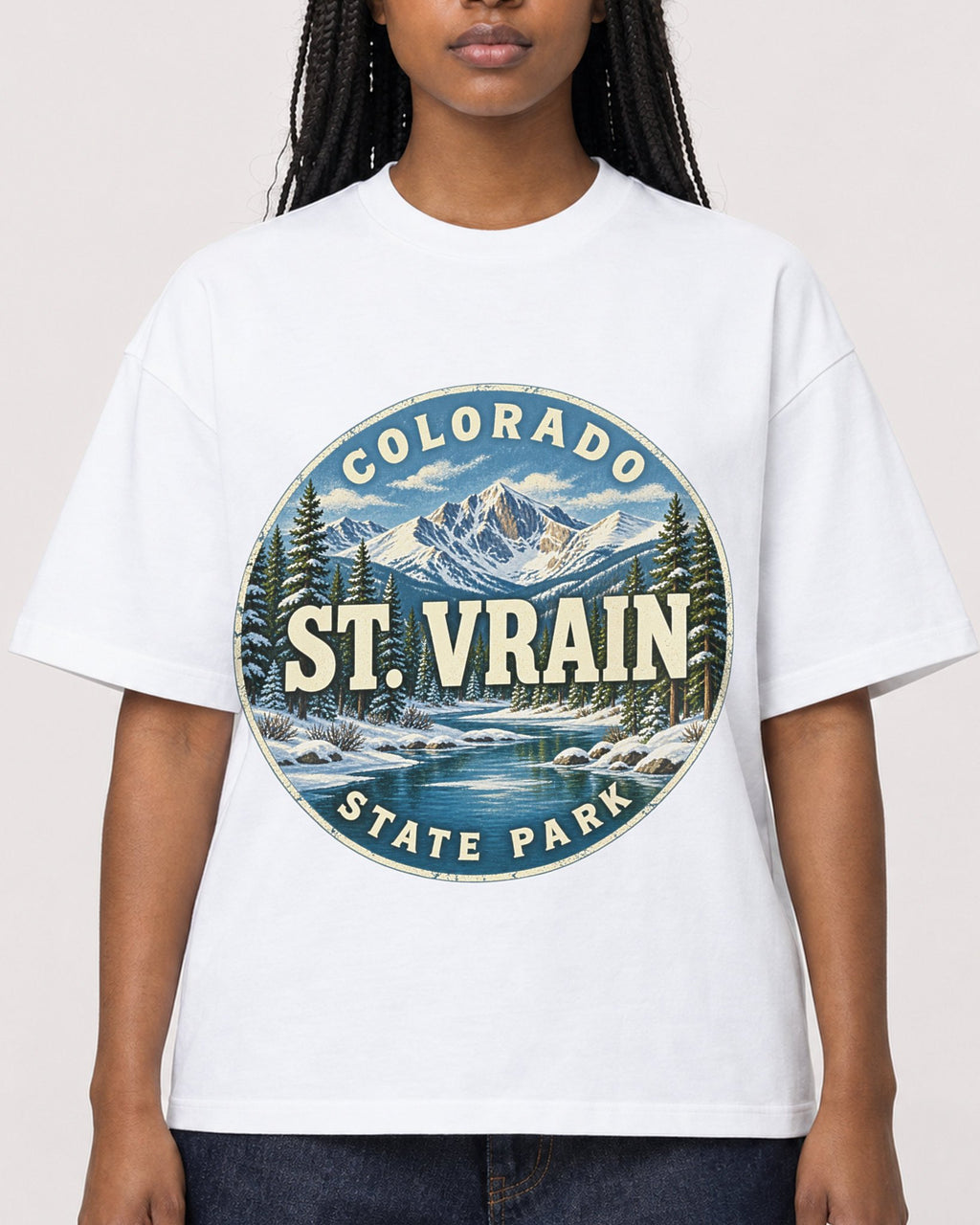 Mockup Boxy Heavyweight Tee White female close-up 04