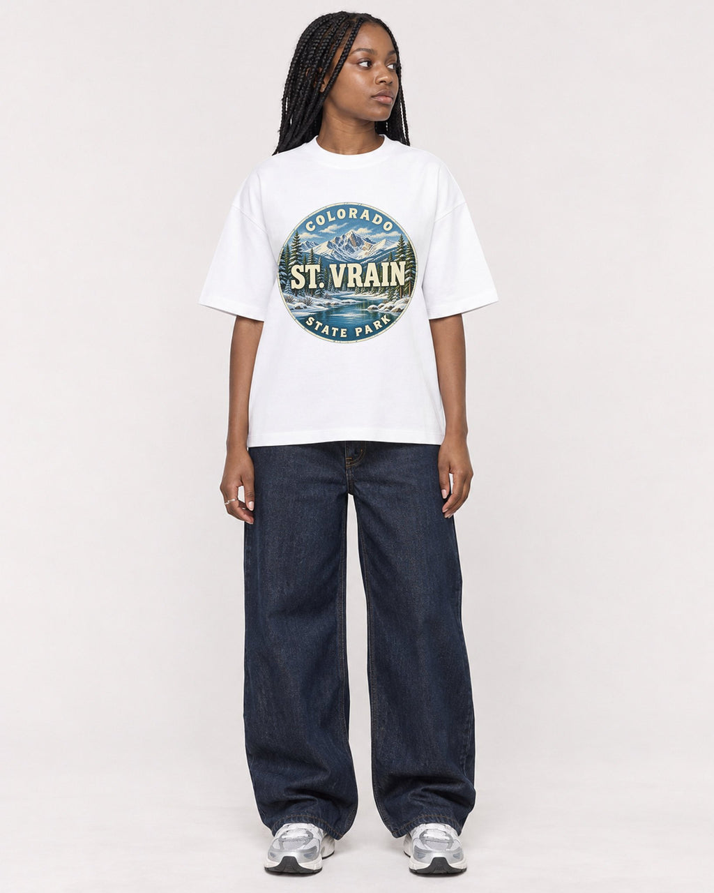 Mockup Boxy Heavyweight Tee White female full-body 04
