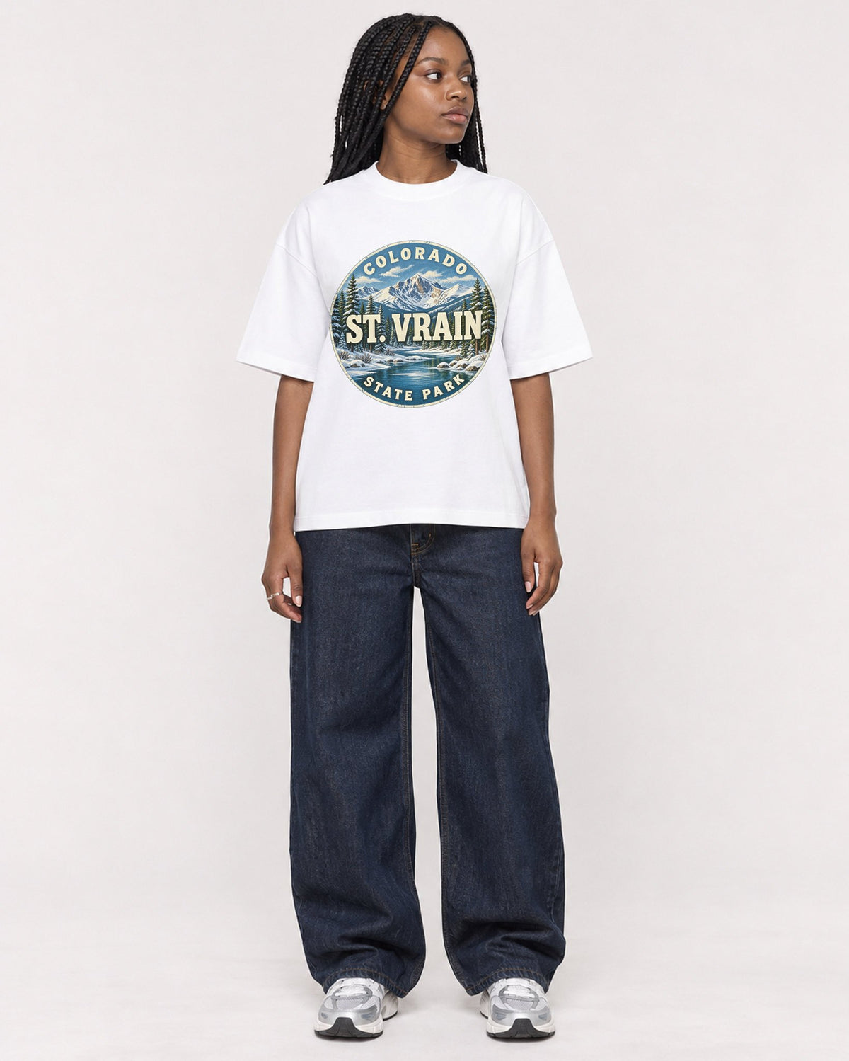 Mockup Boxy Heavyweight Tee White female full-body 04
