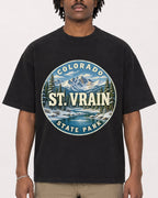 Mockup Boxy Heavyweight Tee Black male close-up 04