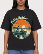 Mockup Boxy Heavyweight Tee Black female close-up 04