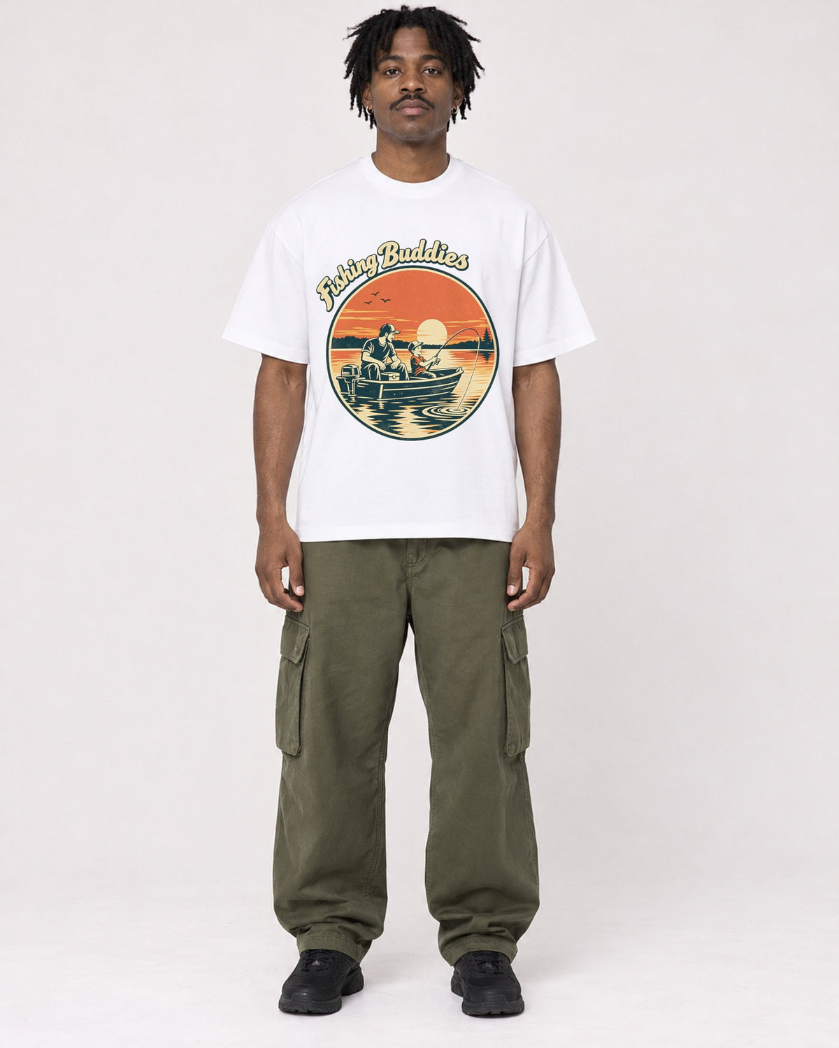 Mockup Boxy Heavyweight Tee White male full-body 04