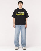 Mockup Boxy Heavyweight Tee Black male full-body 21