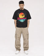 Mockup Boxy Heavyweight Tee Black male full-body 12