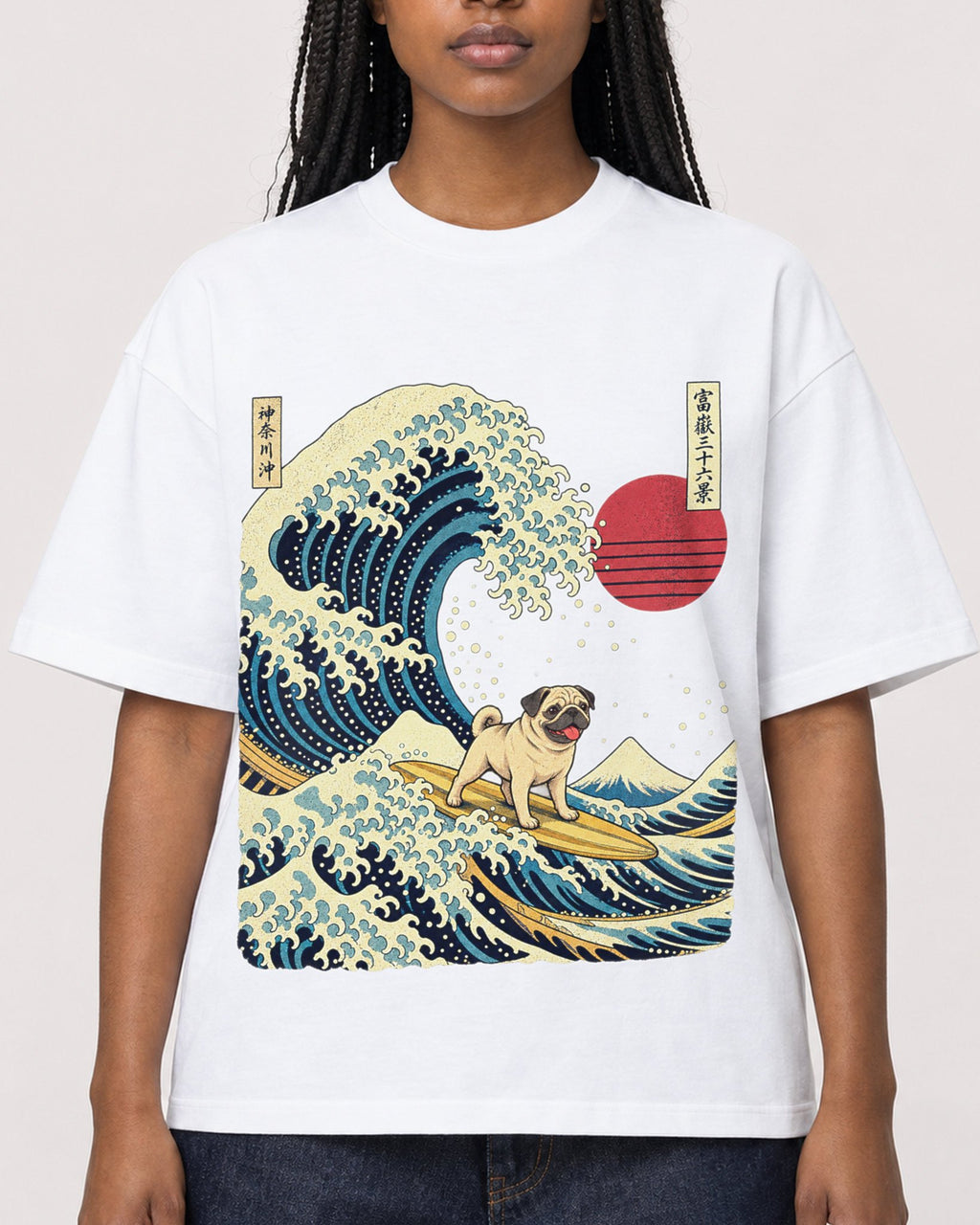 Mockup Boxy Heavyweight Tee White female close-up 04