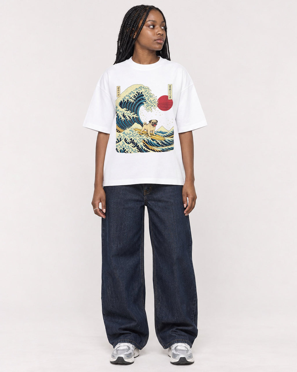 Mockup Boxy Heavyweight Tee White female full-body 04