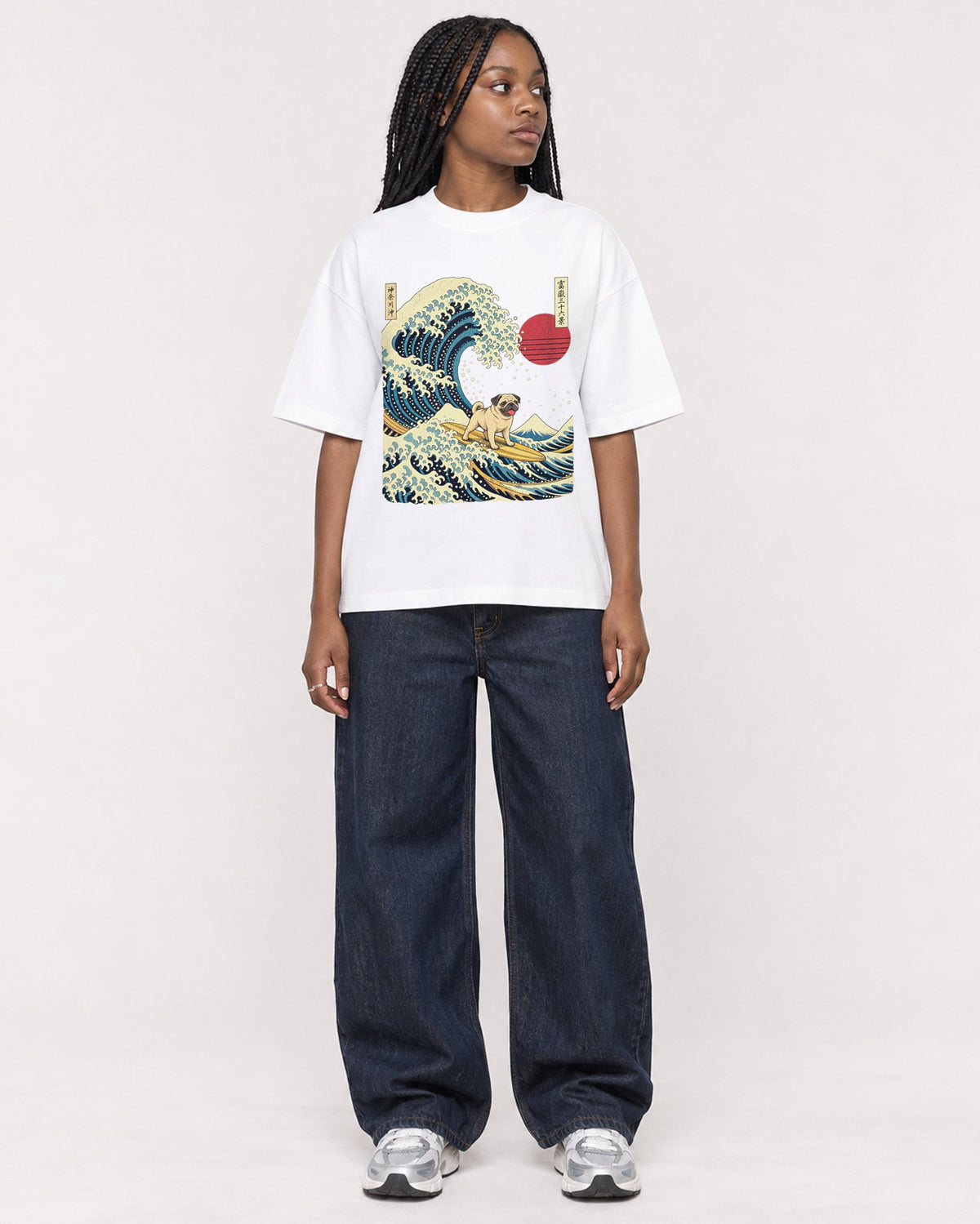 Mockup Boxy Heavyweight Tee White female full-body 04