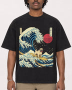 Mockup Boxy Heavyweight Tee Black male close-up 04