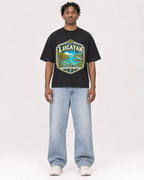 Mockup Boxy Heavyweight Tee Black male full-body 05