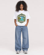 Mockup Boxy Heavyweight Tee White female full-body 05