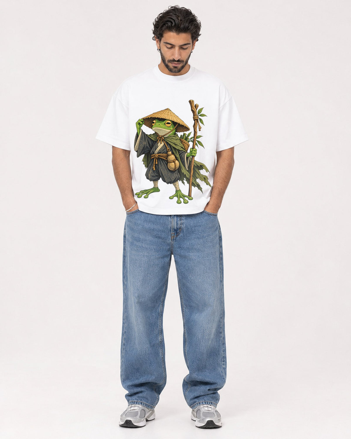 Mockup Boxy Heavyweight Tee White male full-body 47