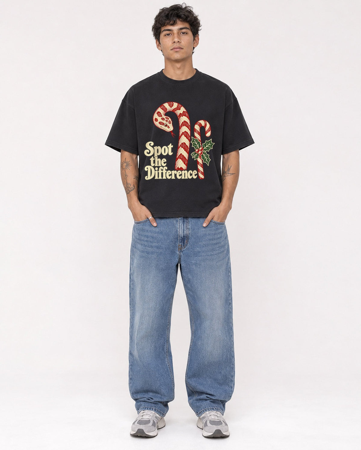 Mockup Boxy Heavyweight Tee Black male full-body 06