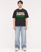 Mockup Boxy Heavyweight Tee Black male full-body 13