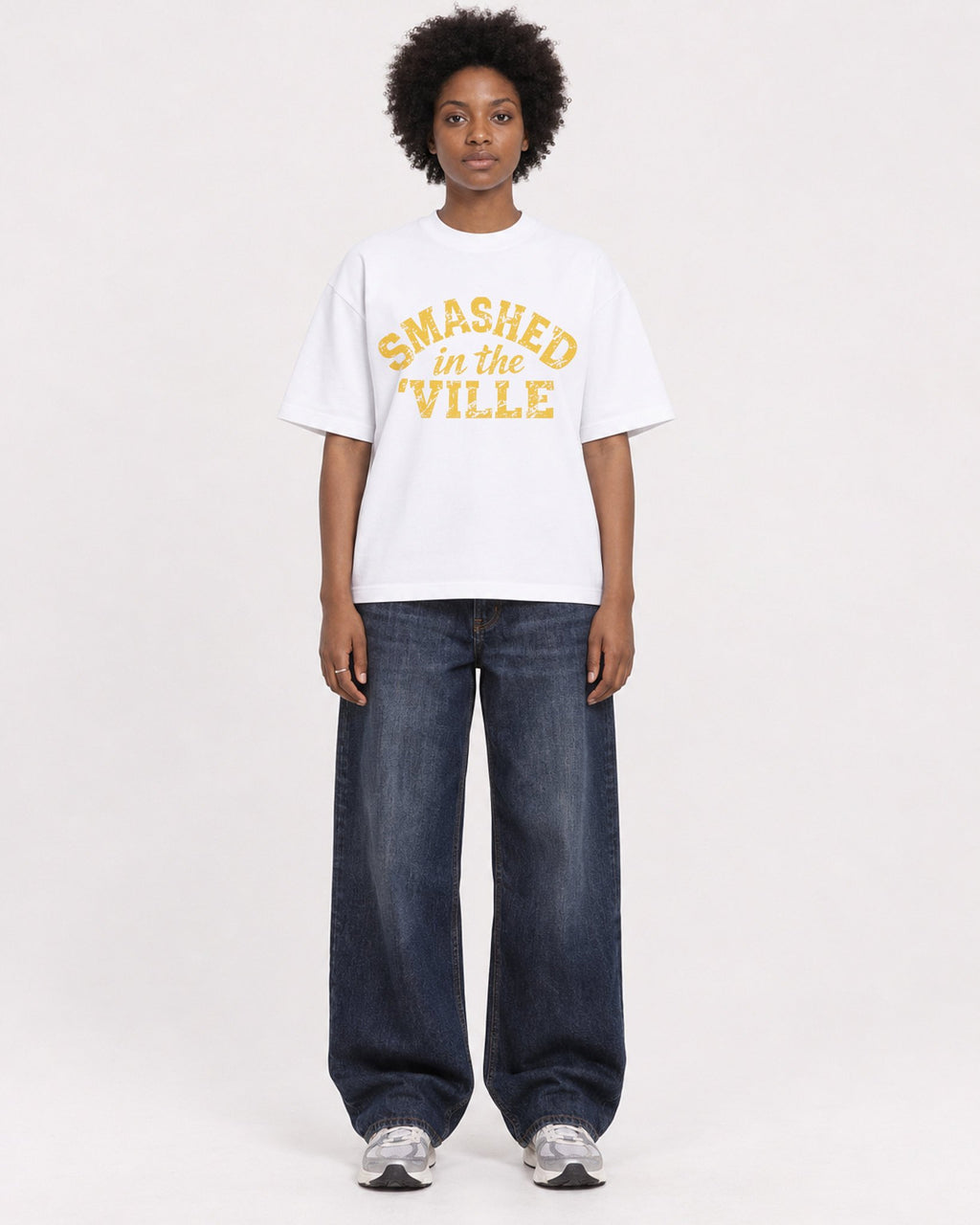 Mockup Boxy Heavyweight Tee White female full-body 14