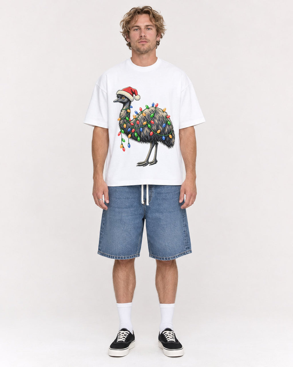 Mockup Boxy Heavyweight Tee White male full-body 28