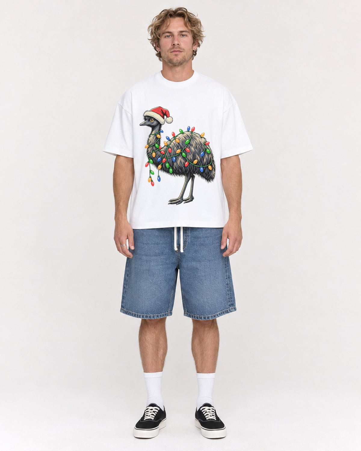Mockup Boxy Heavyweight Tee White male full-body 28