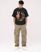 Mockup Boxy Heavyweight Tee Black male full-body 16