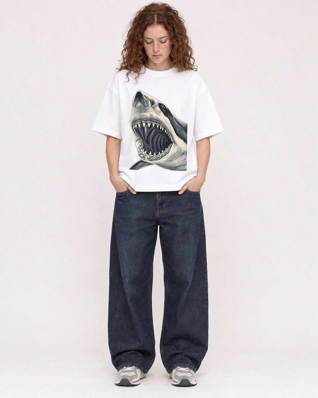 Mockup Boxy Heavyweight Tee White female full-body 09