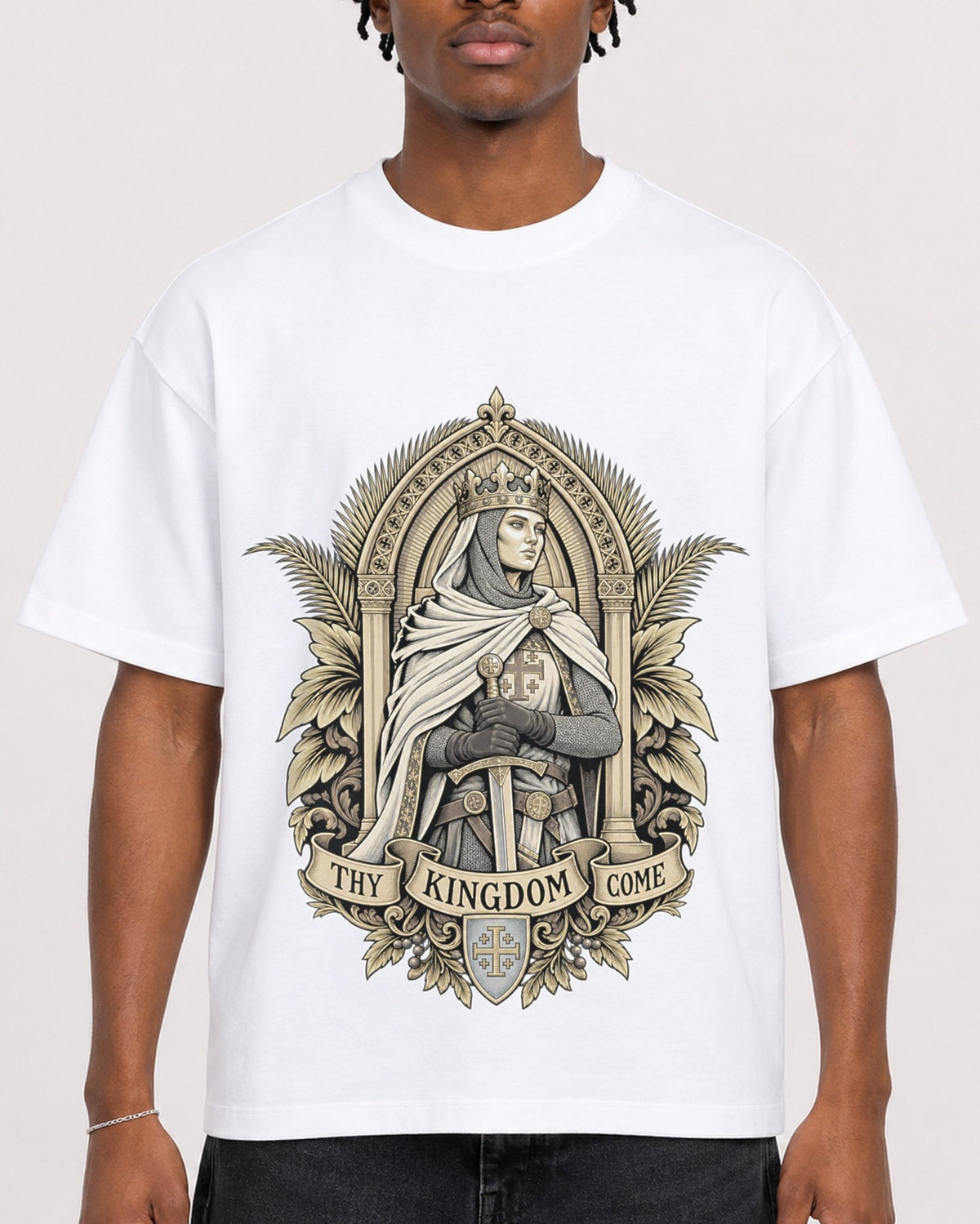 Mockup Boxy Heavyweight Tee White male close-up 05