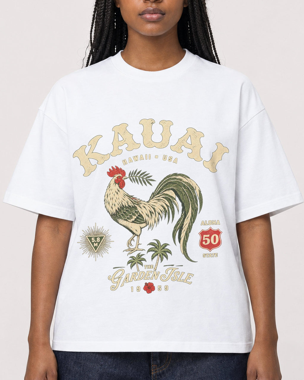 Mockup Boxy Heavyweight Tee White female close-up 04