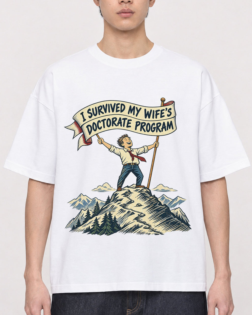 Mockup Boxy Heavyweight Tee White male close-up 01