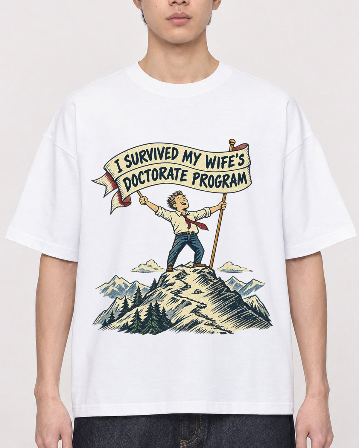 Mockup Boxy Heavyweight Tee White male close-up 01