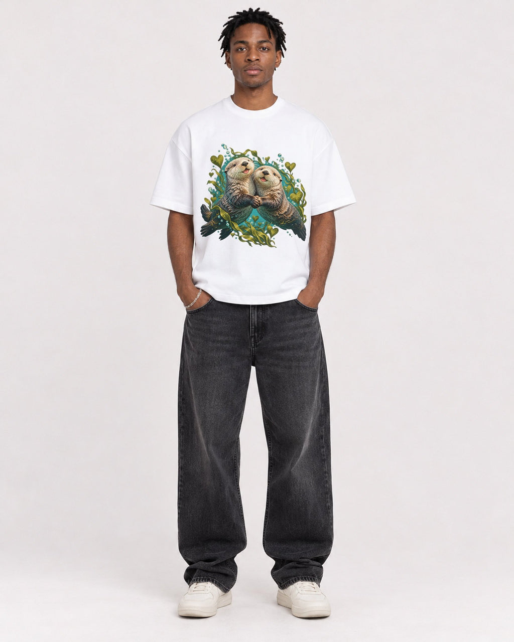 Mockup Boxy Heavyweight Tee White male full-body 05