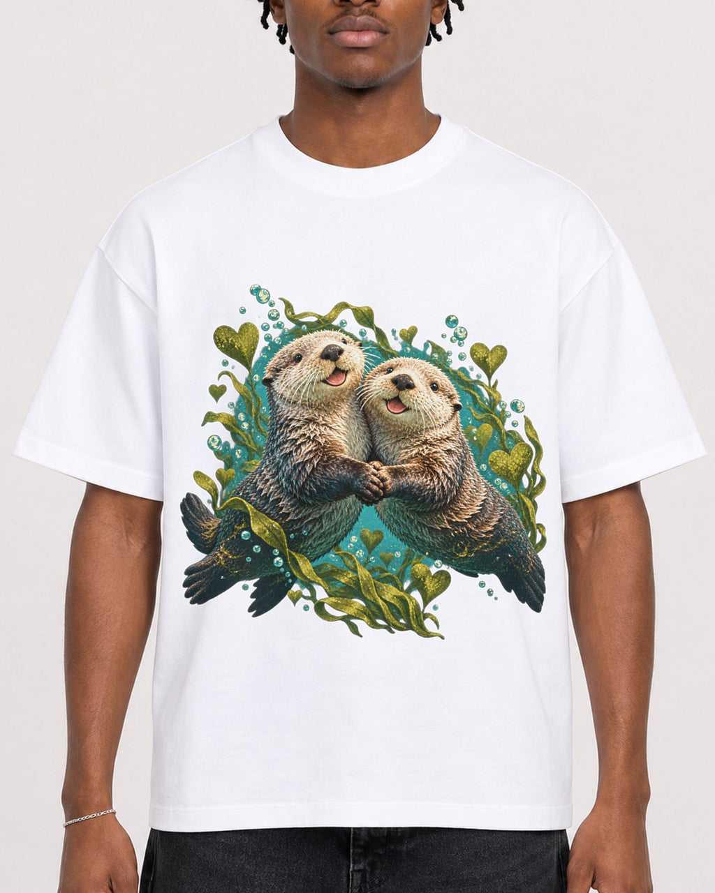 Mockup Boxy Heavyweight Tee White male close-up 05