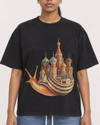 Mockup Boxy Heavyweight Tee Black female close-up 25