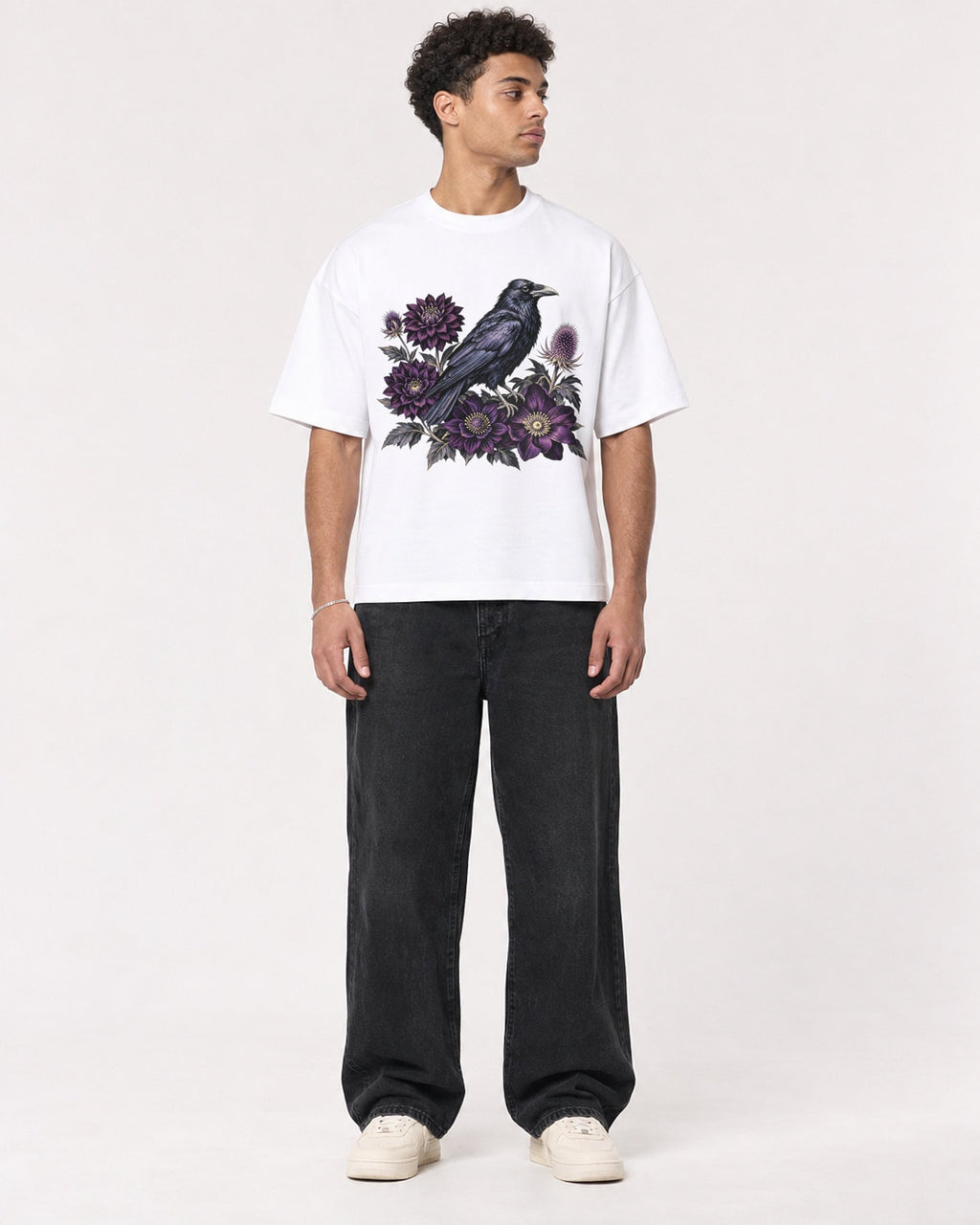 Mockup Boxy Heavyweight Tee White male full-body 10