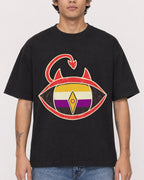 Mockup Boxy Heavyweight Tee Black male close-up 06