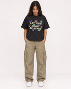 Mockup Boxy Heavyweight Tee Black female full-body 06