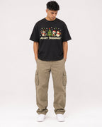 Mockup Boxy Heavyweight Tee Black male full-body 16