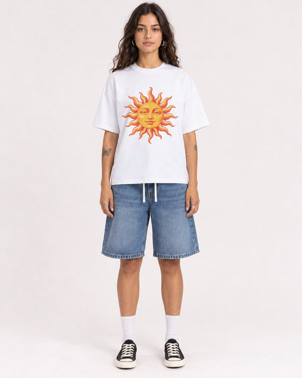 Mockup Boxy Heavyweight Tee White female full-body 06