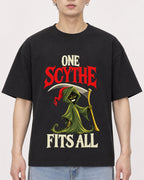 Mockup Boxy Heavyweight Tee Black male close-up 01