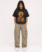 Mockup Boxy Heavyweight Tee Black female full-body 06