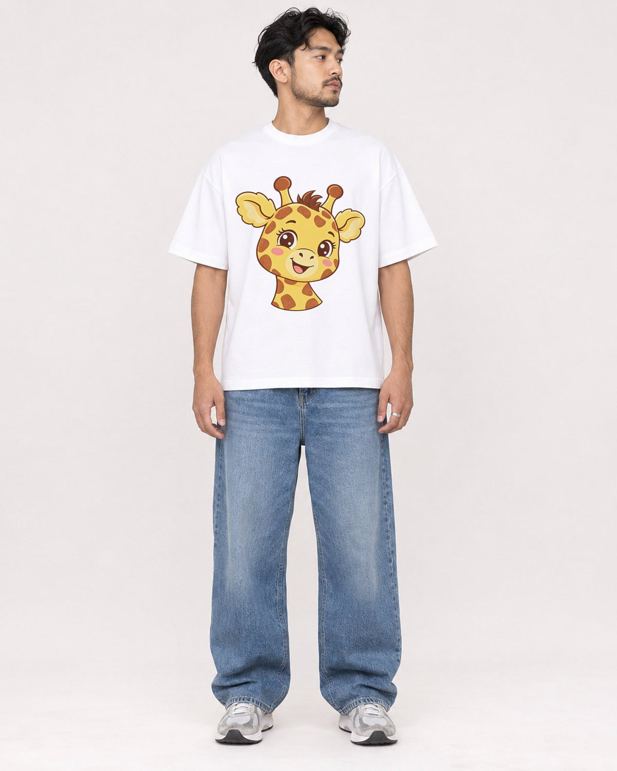 Mockup Boxy Heavyweight Tee White male full-body 02