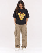 Mockup Boxy Heavyweight Tee Black female full-body 02