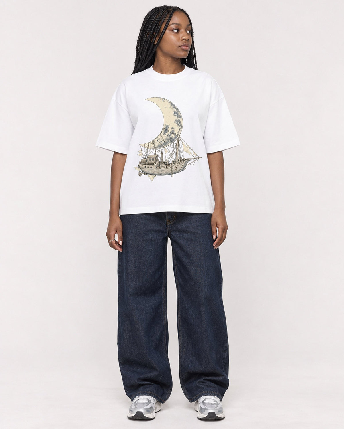 Mockup Boxy Heavyweight Tee White female full-body 04
