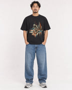 Mockup Boxy Heavyweight Tee Black male full-body 02
