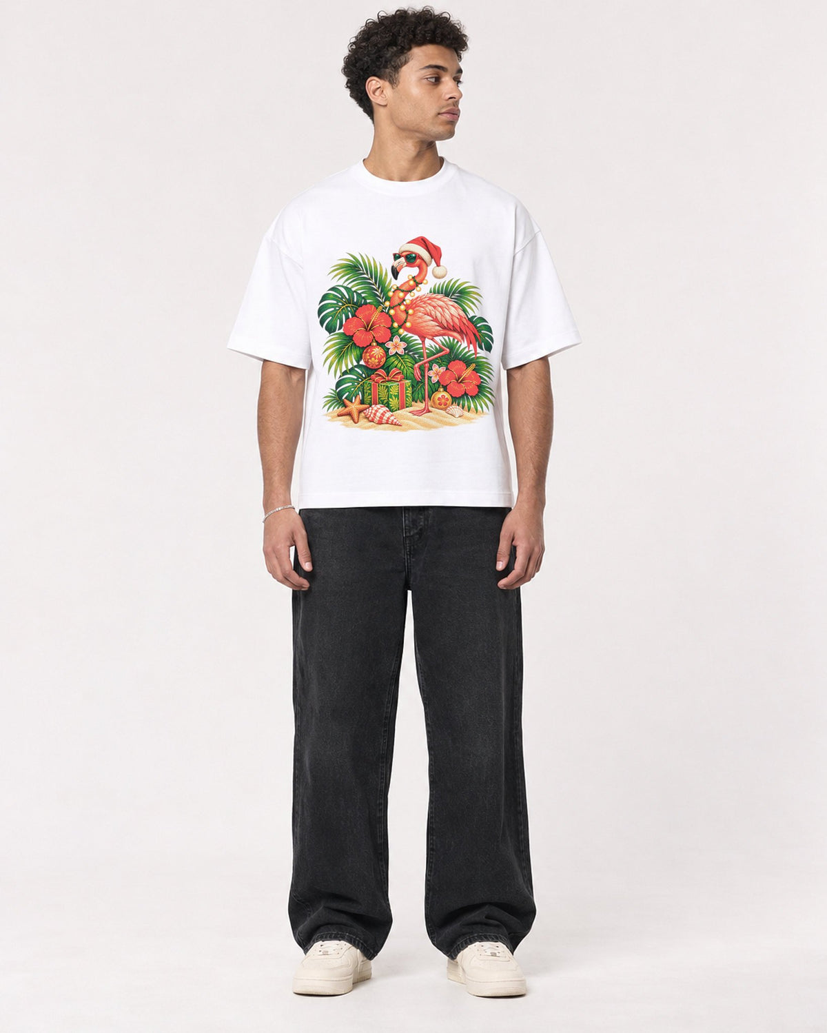 Mockup Boxy Heavyweight Tee White male full-body 10